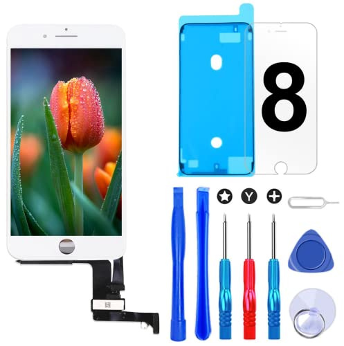 Brinonac Écran LCD pour iPhone 8/Se 2020 Blanc 4,7 Numériseur Remplacement | Kit d'installation complet avec outils de réparation, protecteur en verre et joint étanche, toucher 3D lisse