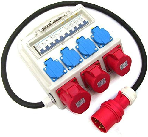 D&L Distributore di corrente 400 V, 4 x 230/1 x 32/2 x 16, a parete AWZ, trifase, plastica, 7 prese, numero di parte 021df8df-15ee-41f9-8a3c-0019a4af6b8e