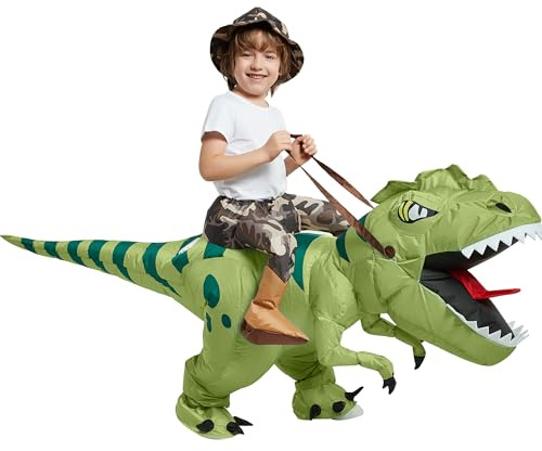 One Casa Inflatable Dinosaur Costume Kids,Blow Up Ride T Rex Suit,Halloween Costumes for Boys Girls (4-6YRS,With Hat)