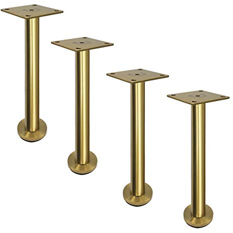 pingping1991 4er Set Möbelfüße,Edelstahl Tischbeine,Verstellbare Schrankfüße,Rund,Metall Möbelfüsse,Gebürstet Möbelbeine,Inklusive Anschraubplatte,für Sofa,TV-Schrank,Nachttisch,Schrauben(gold160mm)