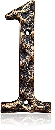 Numeri civici e lettere da 14,9 cm, in ghisa altamente visibile, per cassetta postale, ufficio, ottone antico (numero 1)