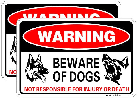 Beware of Dog Sign,Dog Warning Sign,20 x 30 cm,Reflective Aluminum,Easy to Mount,UV Protected,Weather Resistant,Waterproof,Durable Ink,Outdoor or Indoor Use,2 Pack
