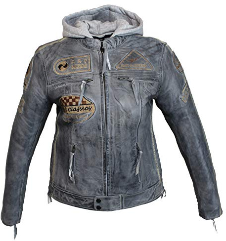 EURO STARS Damen Motorrad & Freizeit Lamm Leder Jacke Schwarz, Biker Ladies Leather jacket black