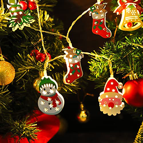 Guirlande Lumineuse De Fée De Noël, 3M 20Pcs Éclairage De Fée Père Noël Bonhomme De Neige Arbre De Noël Guirlande De Fée À Piles Pour Intérieur Extérieur De Mariage De Noël Maison Jardin Décoration