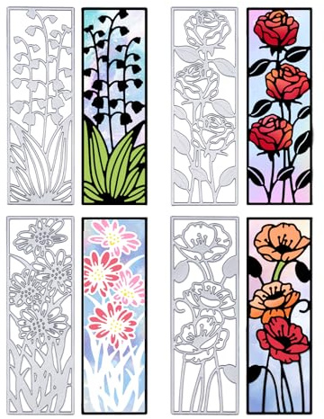 ORIGACH 4 Stück Metall Blumenrahmen Stanzformen Prägeschablonen Vorlage Form für DIY Lesezeichen Scrapbooking Kartendekoration 3D Blumendekoration
