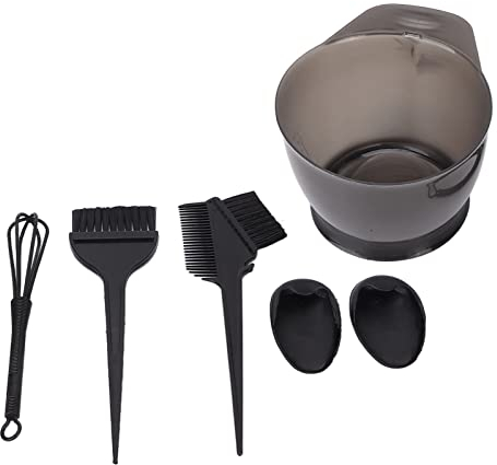 Hair Coloring Dyeing Kit, Hair Dye Color Brush and Bowl Set, Professional Salon Portable Ear Cover Hair Dye Brush Mixing Bowl Tool Set for Hair Tint Dying Coloring Applicator(black)