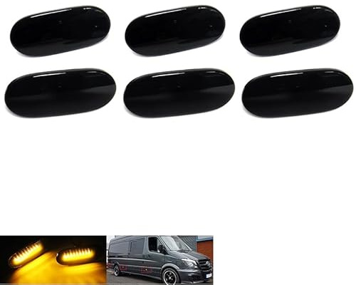 RZG 6x Schwarz Getönte Linse Seitenmarkierungsleuchte LED Blinker Reflektor Licht Für 2014-2022 MB Sprinter 906 907 910 Crafter 2E