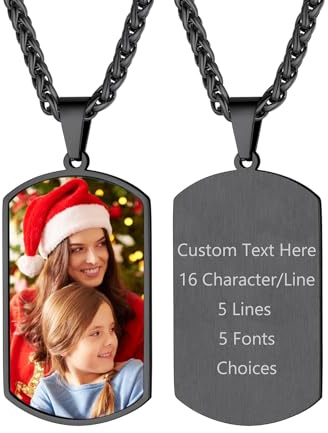 Supcare Herren Personalisiert Foto Erkennungsmarke Dog Tags Halskette 316L Edelstahl Gravur Anhänger für Name Text Militär Police Armee Kette für Frauen Jungen mit Geschenkebox