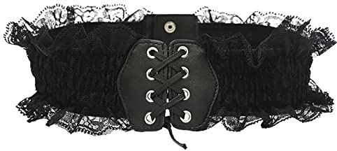 ISAKEN Spitze Taillengürtel Damen Wickelgürtel Bindegürtel Breiter Frau Vintage Taille Gürtel Cinch Gürtel Wickelgürtel Retro Taillengürtel für Kleid Hemden Mantel