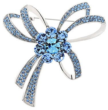 MAYIYAHO Luxus Silber Farbe Legierung Kristalle Big Bow Brosche für Frauen Elegante Hochzeit Brautstrauß Bowknot Broach Pin