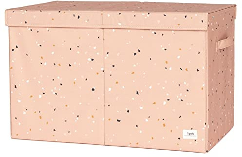 3 Sprouts Baule Portagiochi Bambini, Grande con Coperchio, Terrazzo Argilla | contenitore portagiochi extra large con coperchio; per cameretta, sala giochi e peluche; pieghevole; si piega per riporlo