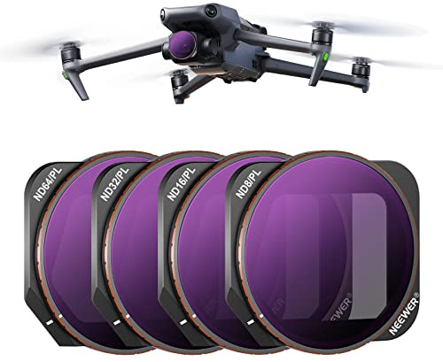NEEWER ND/PL Filter Compatible with DJI MAVIC 3 CLASSIC, 4 Pack ND8/PL, ND16/PL, ND32/PL, ND64/PL Neutral Density/Polarizer Filter Drone Accessories with Multi Coated HD Optical Glass Aluminum Frame