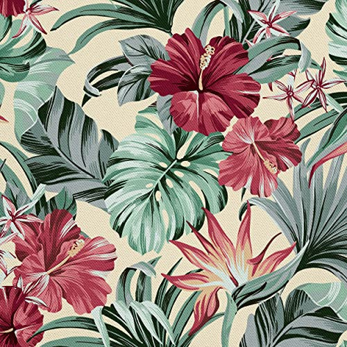 HEKO PANELS Stoff Oxford Wasserdichte Meterware Canvas-Stoff Polyester Stoff Zum Nähen Nähstoffe Möbelstoffe Dekostoffe Wasserabweisend Blickdicht Blumen Tropen Tropical 1 Meter 155 x 100 cm