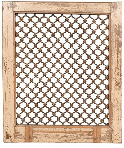 Biscottini Finestra in legno con grate 77x5x92 cm | Finestra oggetti vintage per la casa | Finestre in legno restaurato