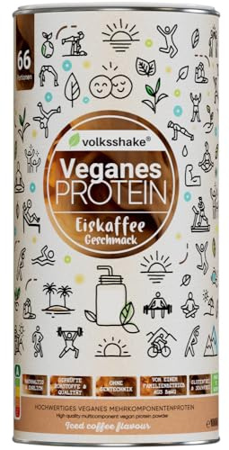 Veganes Protein Eiskaffee | 1000g | 12 pflanzliche Proteinquellen | Ohne Sucralose | Ohne Soja & Gluten | Premiumqualität vom Bodensee | Made in Germany