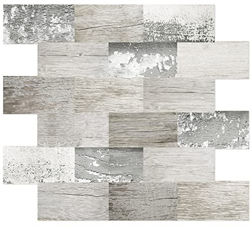 DEWOO 20 Stück Wandfliesen PVC Fliesen Küchenrückwand Selbstklebend Klebefliesen Holzoptik Küche Bad (34 x 29 cm)