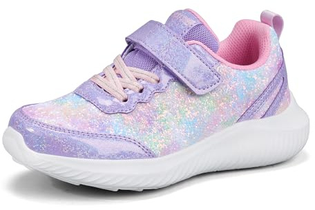 LUCKY STEP Baskets à pour Enfants Mode Étincelantes Princesse Tennis Brillants Chaussures de Sport à Sequins pour Enfants/Garçons/Filles (Violet, 13US-31EU-12UK)