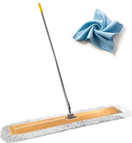 Venmark - Commercial Dust Mop 48 Inch - Industrial Floor Dust Mop with Aluminum Handle - Reusable Washable Cotton Mop Head for Hardwood Tile Laminate Vinyl Floors - Dry Mop for Janitorial Cleaning