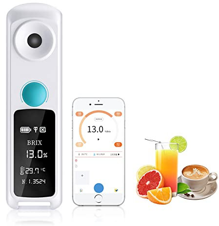 STMKB Brix-Messgerät, USB-Brix-Konzentrationsmessgerät Mit Hintergrundbeleuchtung, 0–95% Messbereich, ±0,1% Genauigkeit, 0,05% Auflösung, Bluetooth-Verbindung/Mobiltelefonüberwachung