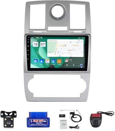 For Chrysler 300C 1 2004-2011 Android12 In Dash Double DIN Car Stereo,Wireless CarPlay & Wireless Android Auto, 9 IPS Touchsreen BT 5.0/GPS/SWC/FM AM Radio/RDS/DAB/HD Live Rearview/OBD 2 (Size : M15