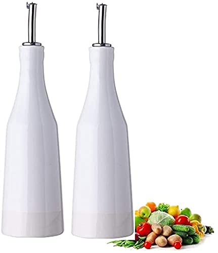 Bidon d'huile d'olive ou de vinaigre anti-fuite, ensemble de bouteilles distributrices d'huile d'olive en céramique 400 ml, condiment liquide pour sauce soja et vinaigre pour la cuisson en acier inox