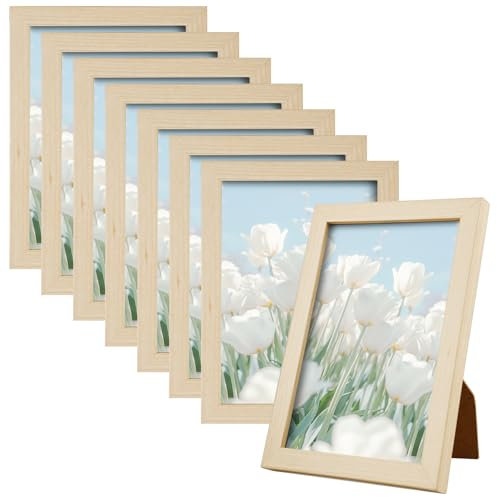 Set di 8 cornici portafoto, 13 x 18 cm, piccole cornici portafoto in legno, per arazzi o decorazioni da tavolo, per soggiorno, camera da letto, studio