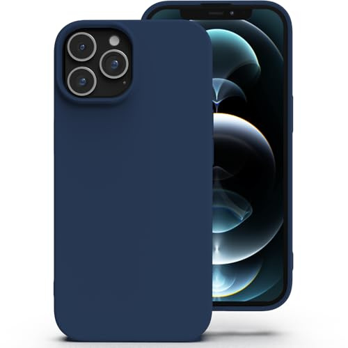 Zuvirelx Silikon Handyhülle für iPhone 12 Pro Max Hülle, Weiches Griff, Dünne, Minimalistisch, Stoßfest, rutschfest, Taschenpassend - Dunkelblau