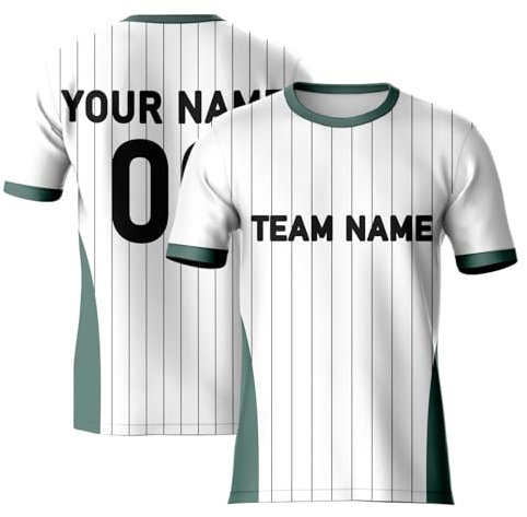 Fußball-T-Shirt, für Herren, Damen, Kinder, Trikots, dunkelgrün gestreift, Fußball-Tops, individuelle Spielkleidung, Rugby für Deutschland-Fans, weiß / grün, XL