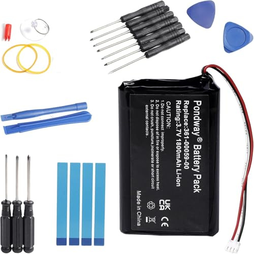 PONDWAY 1800mAh 3.7V Replacement GPS Battery Compatible with Garmin ZUMO 340LM 350LM 390LM 361-00059-00 GPS Navigation System Sat Nav Rechargeable Li-ion Polymer Battery Pack with Repair Tool