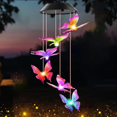 Xrten Luci Farfalla Decorazione, LED Campane a Vento, Hanging Campanella Impermeabile,Adatto per Decorazioni Esterne, Interne, Natalizie, di Halloween