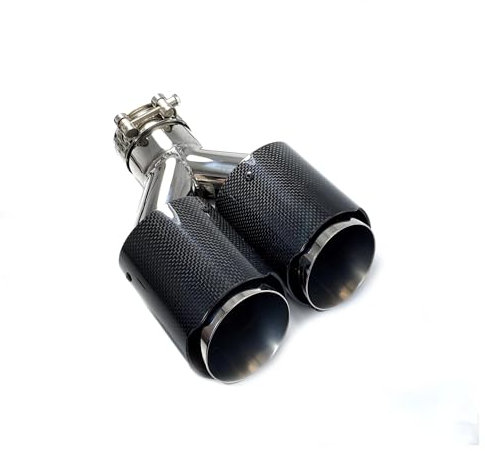 Auspuffrohr 1PCS Universal DUAL Auspuff Spitze Auspuffrohr Schwanz Quad Auspuff Schalldämpfer Spitze Glänzend Carbon Faser Auspuff Endrohr(54MM IN-101MM Out)