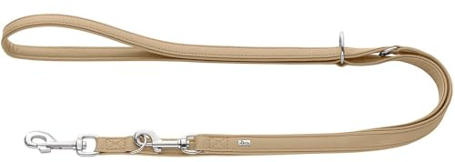 HUNTER Verstellbare Hundeführleine Amalfi, Farbe: beige, vegan, Kunstleder in Nappa-Optik, 3-Fach verstellbar, weich, pflegeleicht, Brillante Farbe, Made in Germany, Größe: 20/200