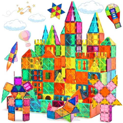 BUOAZR 84Pcs Jouets de Construction Magnétiques Blocs de Construction Magnétiques Jouet Blocs de Construction Éducatifs Enfants Jouets Convient pour 3+ Garçons et Filles