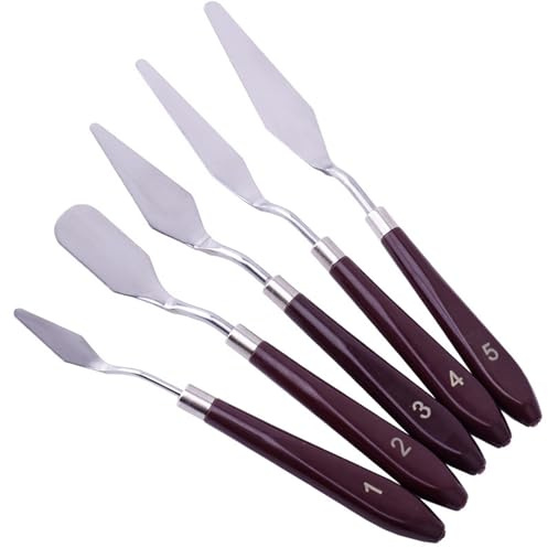 Cake Cream Spatula 5 Pieces/Set Stainless Steel Frosting Baking Pastry Tool Mixing Set Cake Icing Oil Painting Decorating Cream Toner Tool