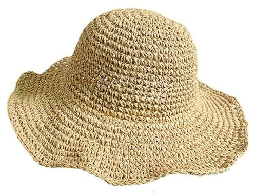 arrderly 1 Stück Damen-Sonnenhut, Damen-Strand-Sonnenhut, Damen-Faltbarer Sommerhut, Damen-Strand-Strohhut Mit Breiter Krempe