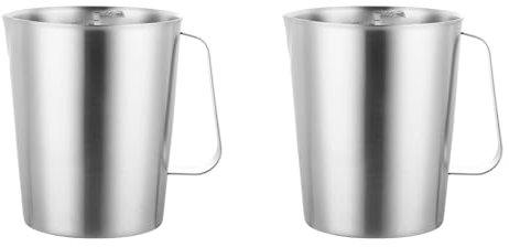 CHUIFAI 2 Bricco Latte da 500 ml, Bricco per Latte in Acciaio Inox, con Marchio di Misurazione e manico, per Cappuccino, Espresso, per Gli Amanti del Caffè