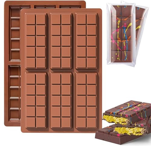 Silikon-Schokoladenformen, 2 Stück, antihaftbeschichtet, für selbstgemachte Nüsse und Schokoladenbacken, tiefe Dubai-Schokoladenformen