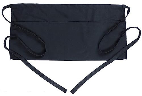 Generisch Sauger Für Sie Schwarze Kellnerschürzen, kurze Schürzen, Taillenschürze mit 3 Folien (Black, One Size)