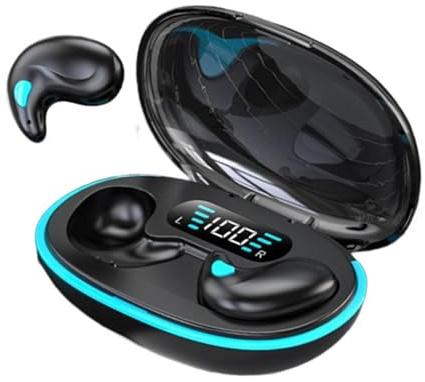 YNPQTDS Auriculares intrauditivos inalámbricos, 5.3, cancelación Activa de Ruido, Controlador de conducción ósea, Pantalla LED, Color Negro