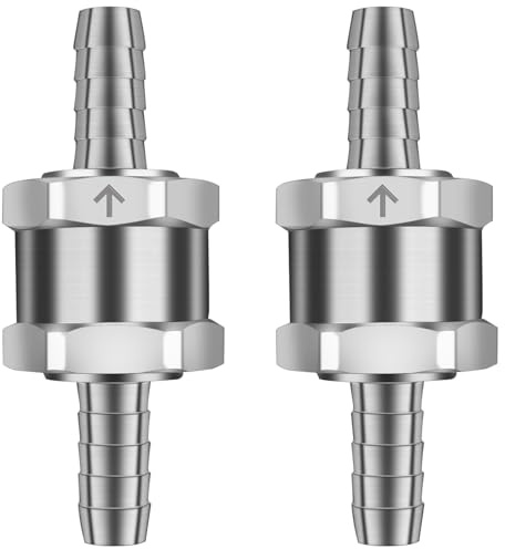 XNJIHWA 2 válvulas de retención de aluminio unidireccionales, válvula de retención de combustible, válvula de gasolina de 8 mm para gasolina, diésel, aceite, agua, cromo, coche, sistemas de baja