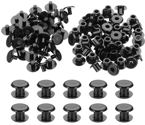 PATIKIL 50 Set Vite A Pressione In Plastica M5x5mm Ribattini Post Nero | Viti A Pressione Chicago In Plastica, Per Album Fotografici Scrapbook In Pelle