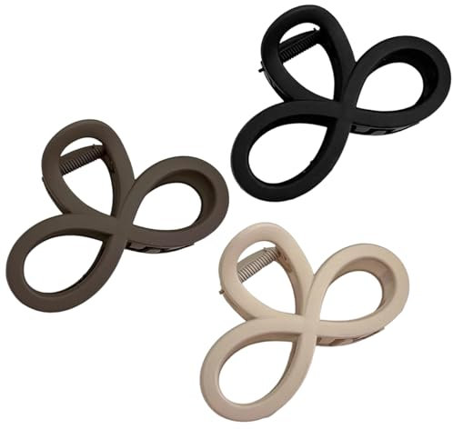 3 Stück Hold Haar Klaue Clips,Haarklammer Mittelgroße-Stabile Halterung,Achterfigur Haarspangen Damen,Matte Haar-Accessoires für Dickes und Dünnes Haar (Schwarz,Beige,Braun)