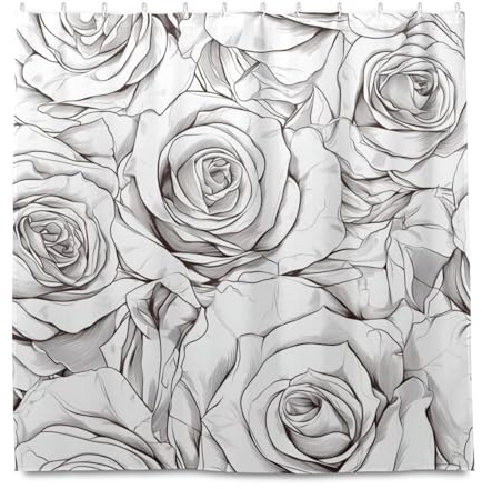 miaozhen Tende da doccia impermeabili con gancio, 182 x 183 cm, in poliestere rosa semplice e bianco, lavabili in lavatrice, per decorazione del bagno, cortinas para ba?o