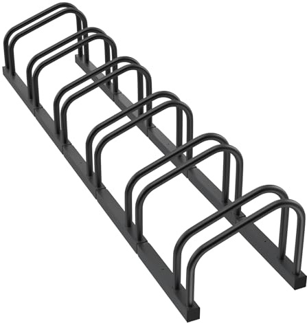 Aufun Fahrradständer Aufstellständer aus Stahl Für 6 Fahrräder, Schwarz | Mehrfachständer mit 37cm Radständer für 30-65mm Reifenbreite, Boden Wand Montage Platzsparend
