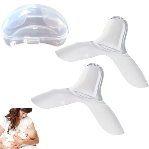 Silberhütchen Stillen,Brusthütchen zum Stillen,Stillhütchen,Brustwarzenformer Silikon,Contact Nipple Shield Breastfeeding,Größe Stillhütchen l für Mutter Maximalen Hautkontakt Zwischen,Babycare Schutz