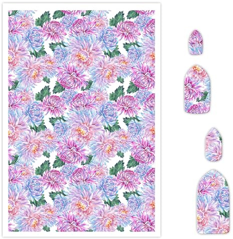 Briartw - 10 hojas de papel de transferencia de arcilla polimérica, patrón de dalia de acuarela, por hoja, 5.8 x 3.9 pulgadas, hojas de transferencia solubles en agua, calcomanías desechables para