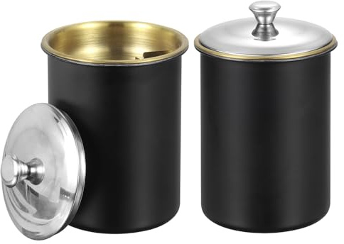 sourcing map Lot de 2 cendriers de voiture avec couvercle en acier inoxydable sans fumée - Coupe-vent - Portable - Mini porte-gobelet - Cendrier pour voiture, maison, bureau - Noir