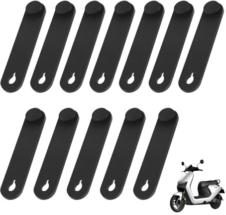 VBSYUYQ 12 Pack Reusable Rubber Cable Ties, Black Wire Management Straps | 12 pack reusable rubber ties, flexible adjustable cable organisers, gentle on wire insulation
