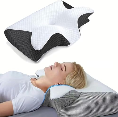 Generisch Pillow Daddy Das Nacken - Therapiekissen Antischnarchkissen Ergonomisches Memory Foam Kissen – Nackenstützkissen Für Seiten, Rücken & Bauchschläfer, Atmungsaktiv & Waschbar (Schwarz)