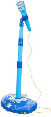 FIXOSHEE Microfono Giocattolo per Bambini Microfono Musicale Blu, Giocattolo Educativo per Karaoke e Canto, Adatto a Bambine e Bambini per Gioco Creativo e Apprendimento Precoce